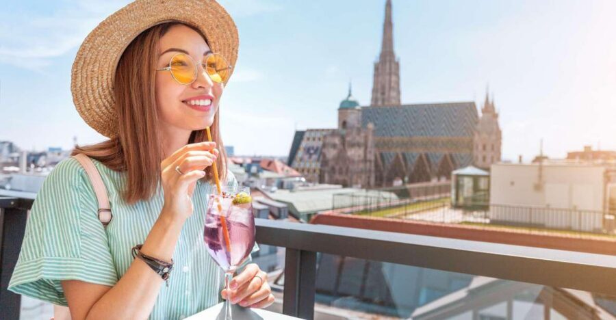 Austrian Food, Vienna Restaurants Self-Guided Tour Booklet - Old Town route: St. Stephen’s Cathedral and the Anker Clock in the background