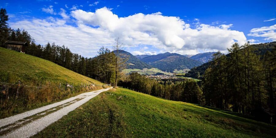 Innsbruck: Panoramic hike over the Telfer Wiesen - From Telfer Wiesen toward Telfes: wide paths, big views, easy breathing