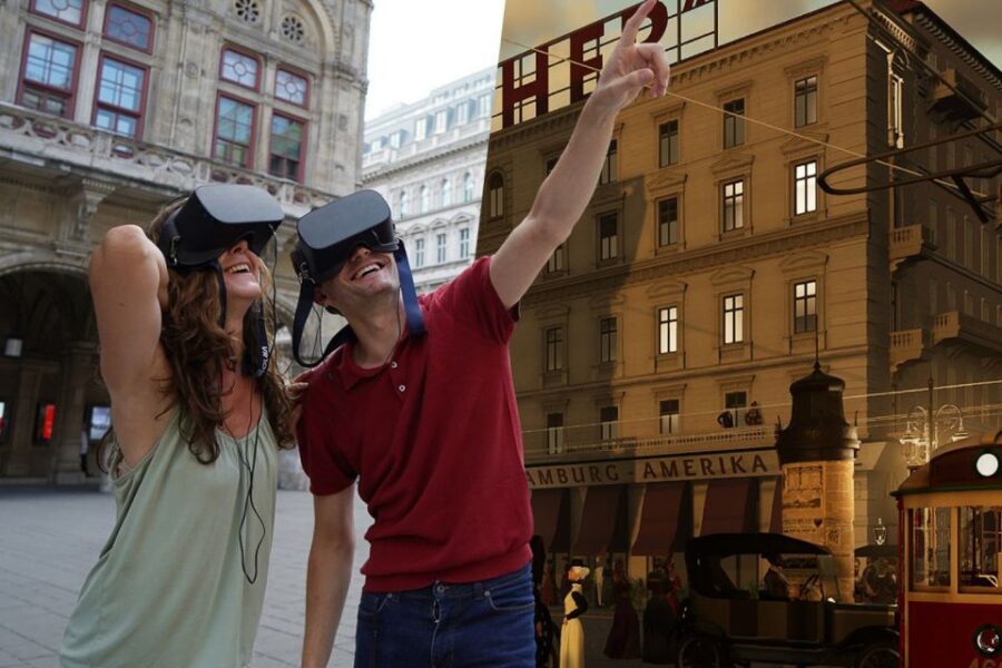 Vienna: Time Traveling Virtual Reality Sightseeing Tour - Getting oriented at Neuer Markt and then walking to Albertina